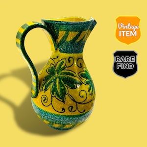 Vintage Italian Pottery Mancioli Raymor Jug Yellow Pitcher Vase. RARE!
