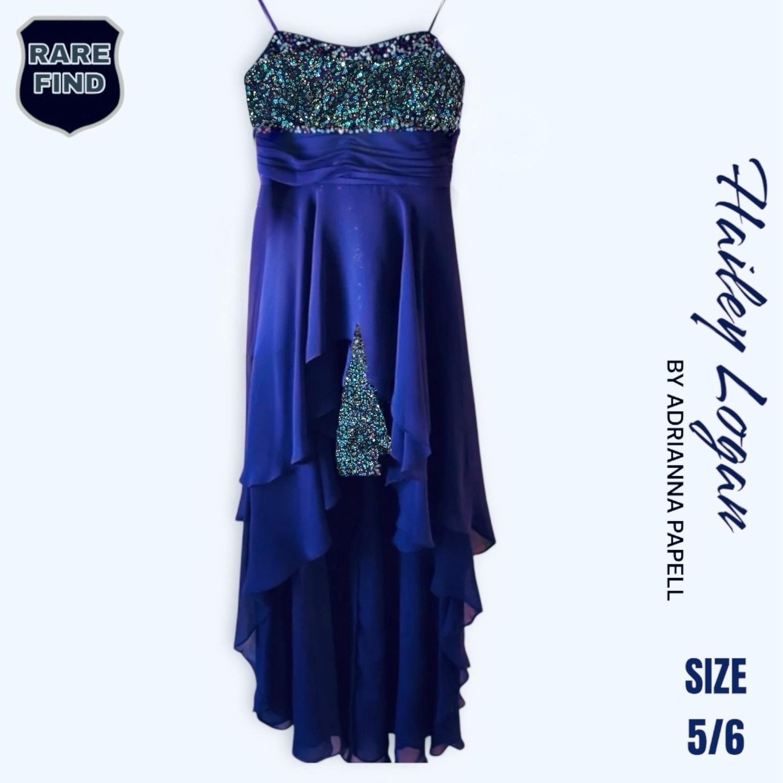 hailey logan by adrianna papell blue dress Hailey Logan by Adrianna Papell High-low Sequin Blue Sequin Dress Size 5/6.  RARE