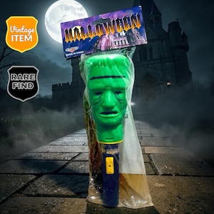 Vintage Halloween Torch Light BLOW MOLD Flashlight Decoration Frankenstein! NEW!