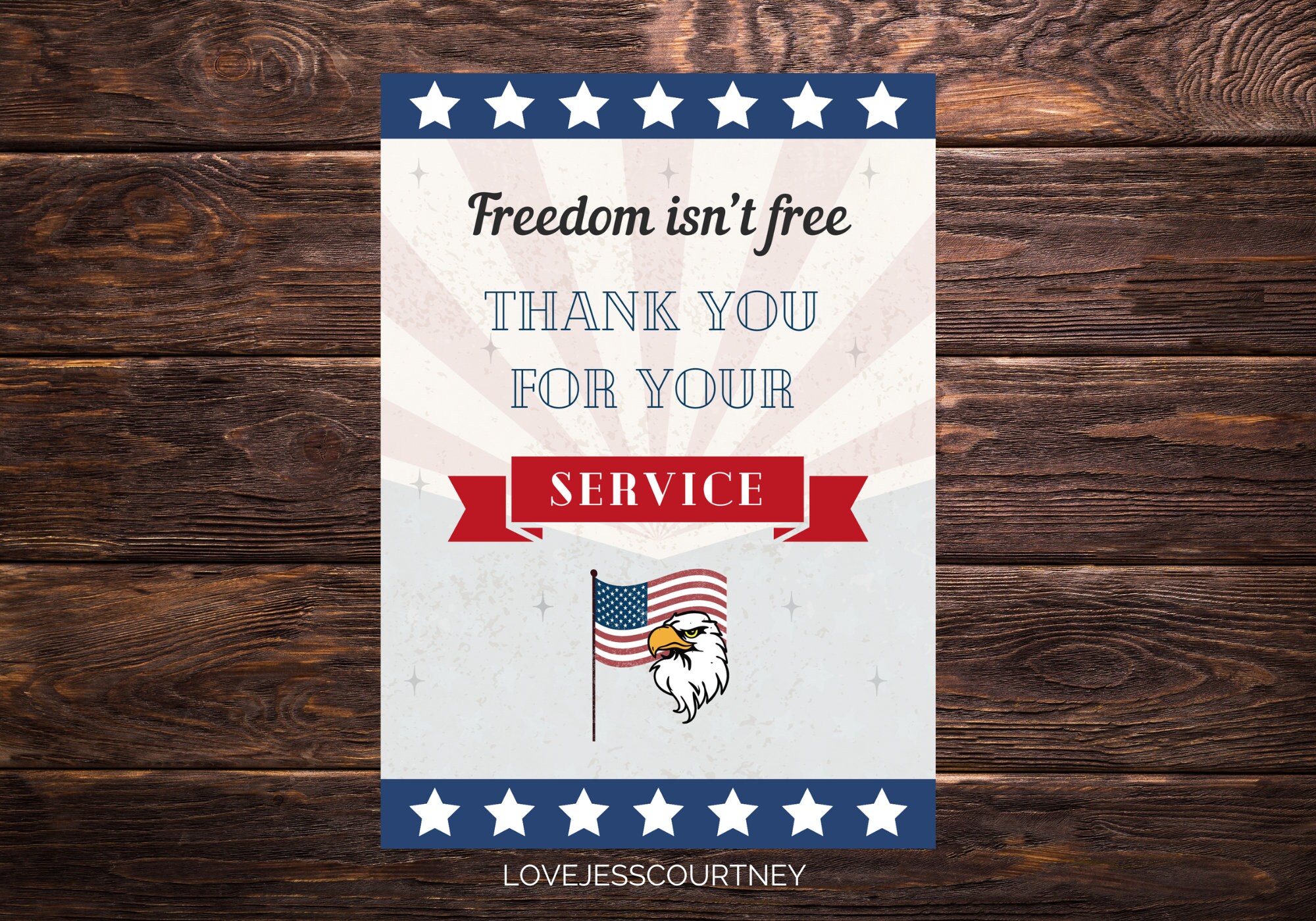 Military Thank You Cards, Veteran Thank You, Patriotic Thank You Card ...