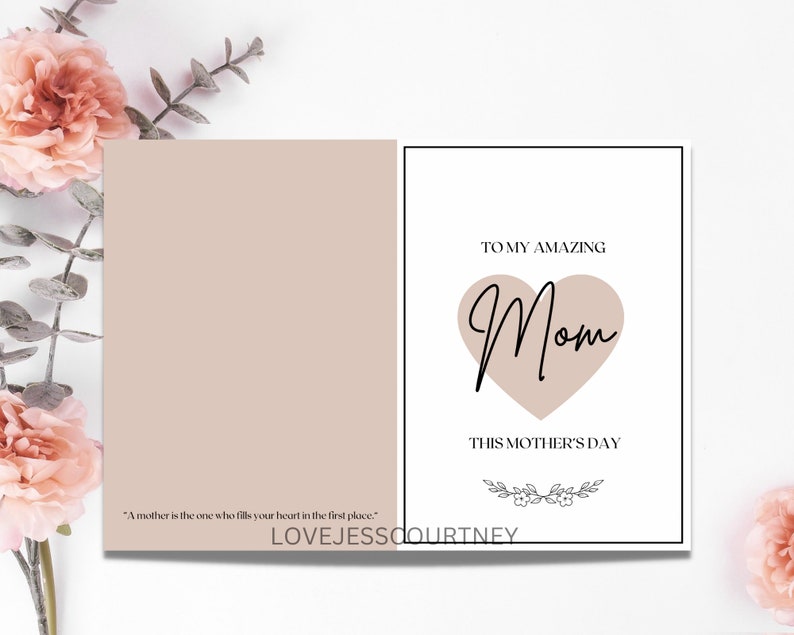 Printable Foldable Mothers Day Card, Modern Mothers Day Card, Beautiful ...