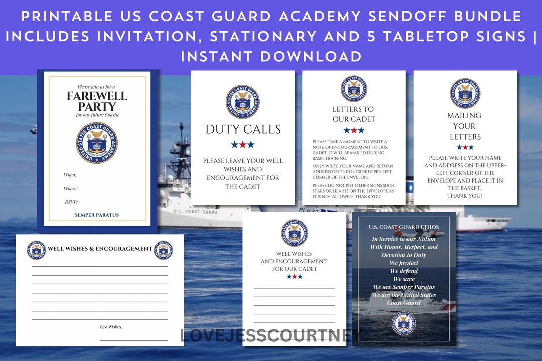 Printable Coast Guard Academy Farewell Party Bundle Farewell Party ...