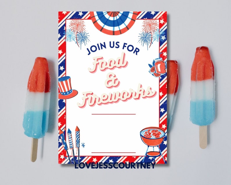 Printable 4th of July Event Invitation July 4th BBQ Invite Fourth of ...