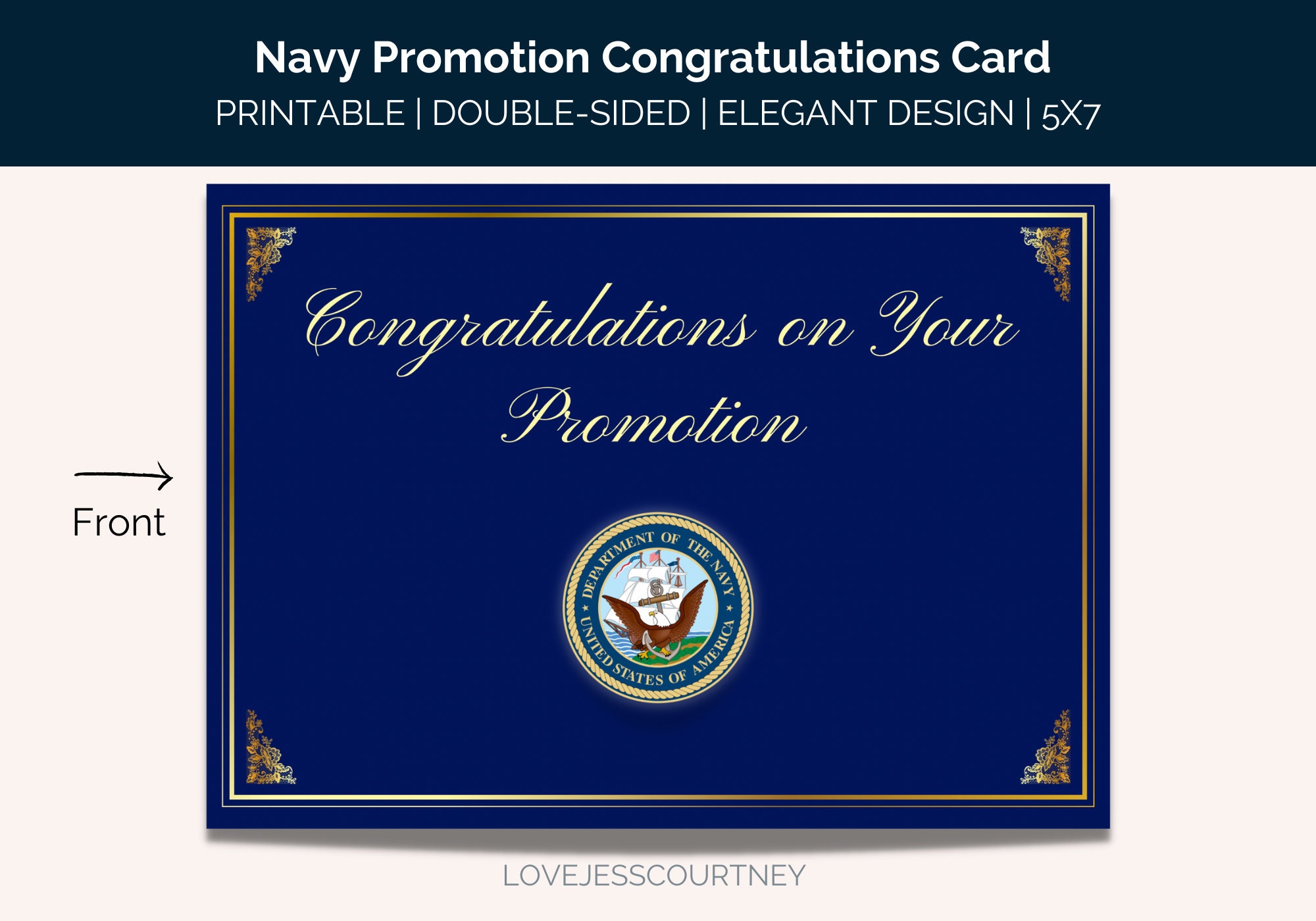 Printable Navy Promotion Card, Navy Promotion Congrats, USN Promotion Congrats, US Navy