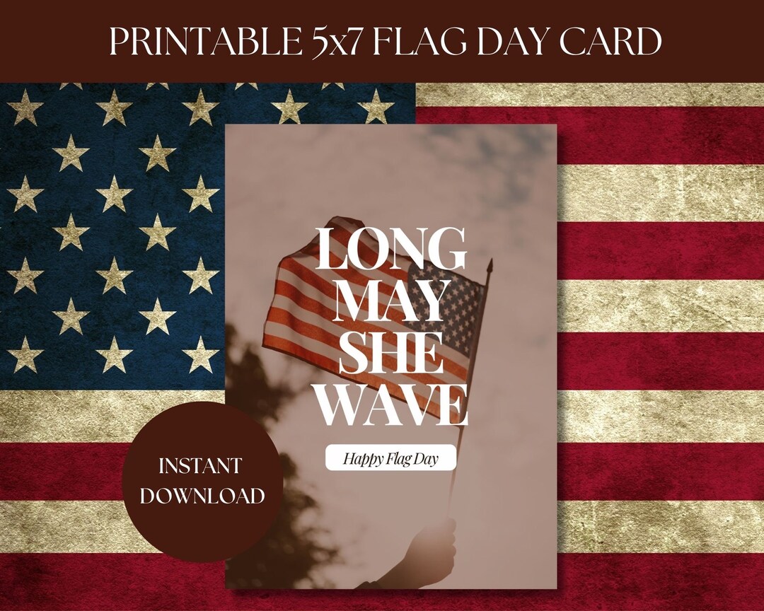 Printable Flag Day Card 5x7 Patriotic Card Flag Day Instant Download ...