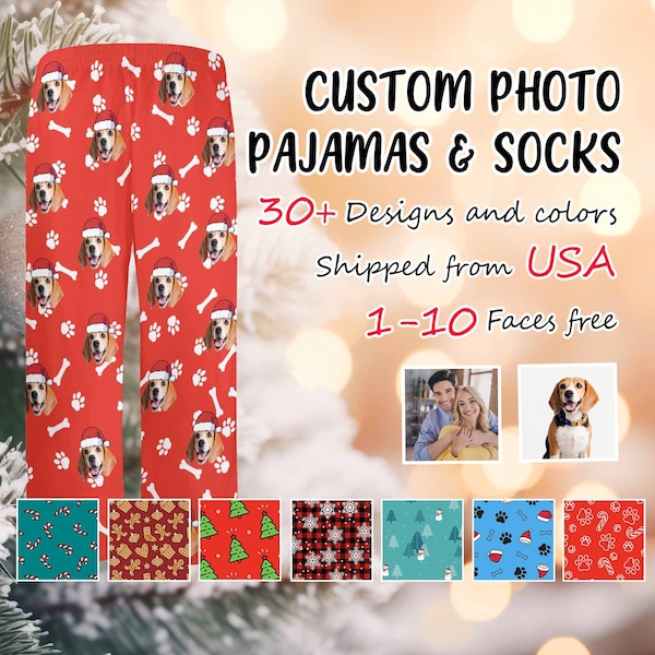 Benutzerdefinierte Haustier-Pyjama-Hose, personalisierte Pyjama-Hose, kundenspezifische Weihnachtspyjamas, Weihnachtsgeschenk für Familie, Geschenke für Tierliebhaber, Geburtstagsgeschenke