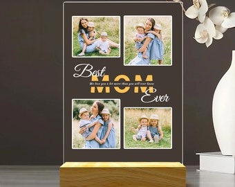 Acrílico fotográfico personalizado, placa personalizada con soporte, placa de luz nocturna fotográfica personalizada, regalo del Día de la Madre, placa acrílica personalizada, regalo para mamá