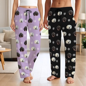Pantaloni del pigiama personalizzati con foto, regalo di Natale, pantaloni del pigiama personalizzati, pigiama per cani, regalo divertente per le feste per lui o per lei, pantaloni del pigiama per la famiglia