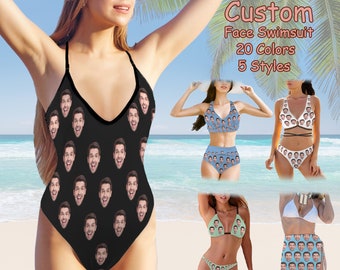 Bikini visage personnalisé, maillot de bain femme personnalisé avec visage, ensemble de bikini personnalisé, bikini personnalisé avec photo, cadeau d'anniversaire pour elle, cadeau pour femme