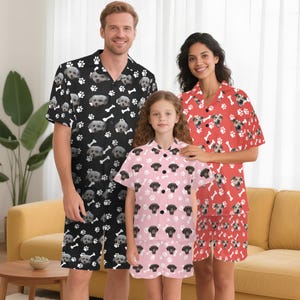 Custom Photo kid Pajamas Set, Pet Face Pajamas, Custom Photo Short Sleeve dpg Pajama, Couple Pajamas set, Family Christmas Gifts for kids