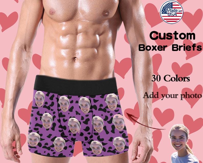 Custom Boxer Briefs, Men Underwer, Personalized Photo Gift for Boyfriend/Husband, Anniversary/Birthday Gift for Him,Valentine's Day Gifts