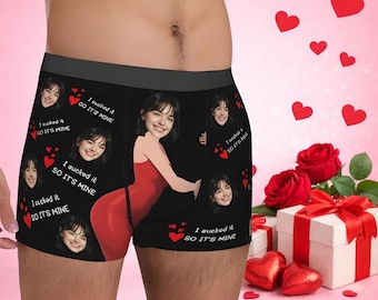 Boxer personnalisé, sous-vêtement photo personnalisé pour lui, cadeau de Saint-Valentin pour petit ami, cadeau d'anniversaire amusant, cadeau unique pour lui