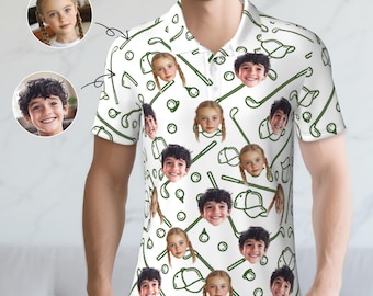 Custom Baby or Kid Face Polo Shirt, Personalized Golf Shirt for Dad, Funny Gift for Husband, Custom Photo Golf Polo for Him, Best Dad Shirt
