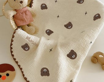 Manta de muselina personalizada para bebé, manta con nombre personalizado, regalo bordado para baby shower, regalo para recién nacido, manta bordada para bebé, regalo para mamá primeriza