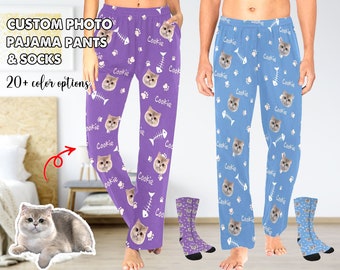 Custom Pet Photo Pajama Pants,Name pajamas,Funny Pet Face Custom Pajamas Pants,Mens Pajama Pants,Summer Pajama Bottoms, Pet Lover Gifts