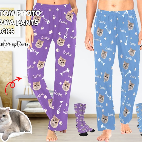 Custom Pet Photo Pajama Pants,Name pajamas,Funny Pet Face Custom Pajamas Pants,Mens Pajama Pants,Summer Pajama Bottoms, Pet Lover Gifts