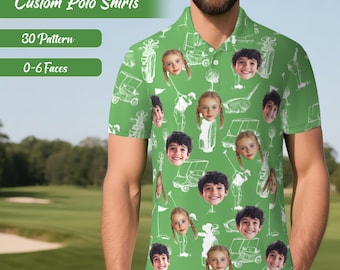 Custom Kid Face Polo Shirt for Dad,  Best Dad By Par Golf Gift, Personalized Father’s Day Shirt, Custom Birthday Gift, Golf Lover Shirt