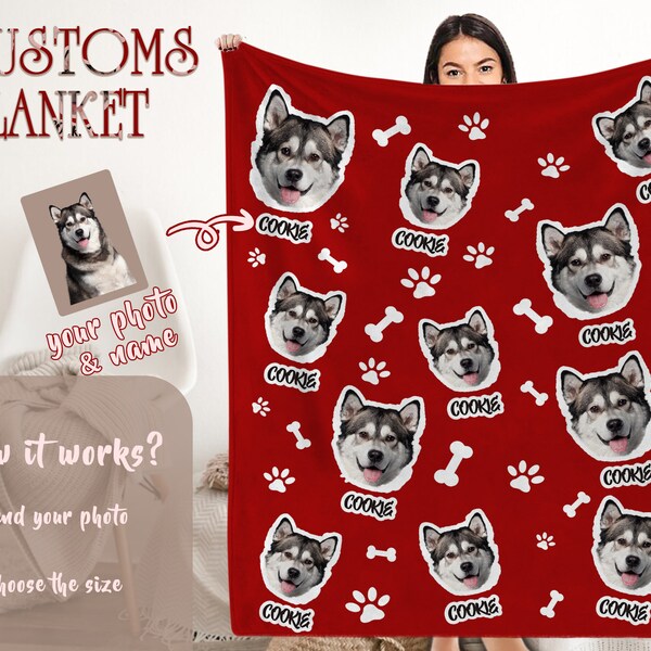 Custom Photo Blanket,Personalized Picture Blanket With Pet Photo,dog photo blanket cat gift,Personalized Gift,Gift for Pet Lover