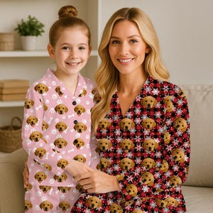 Benutzerdefinierte Kinder Foto-Pyjama-Set, Haustier-Gesicht-Pyjama, Weihnachtsfamilien-Pyjama mit Bild, Paar-Pyjama-Set, lustiges Hundegesicht-Pyjama-Kindergeschenk Bild 5