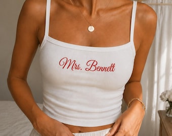 Bride To Be Crop Tank Top, Personalized Embroidered Bride Shirt, Bridal Shower Gift, Engagement Party Gift, Wedding Gift For Her