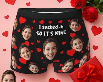 Caleçon personnalisé, sous-vêtement photo personnalisé pour lui, cadeau de Saint-Valentin pour petit ami, cadeau d'anniversaire pour elle, cadeau pour lui