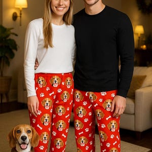 Spersonalizowane spodnie piżamowe ze zdjęciem zwierzaka, spersonalizowane spodnie z psim pyskiem, zabawne piżamy dla zwierząt, spersonalizowane skarpetki dla zwierząt, wyjątkowe prezenty dla dziadków i rodziny