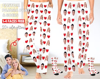 Custom Pajamas,Pajama Pants With Face,Print Pajama Bottoms,Personalized Photo Pajama Pants,Couple Gifts,Valentine Gifts