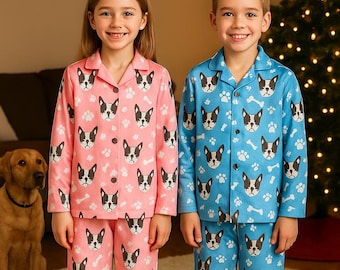 Custom kids photo Pajamas Set, Pet Face Pajamas, Christmas family Pajamas with Picture, Couple Pajamas set, Funny dog Face Pajamas kids gift