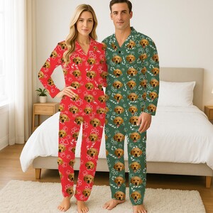 Benutzerdefinierte Kinder Foto-Pyjama-Set, Haustier-Gesicht-Pyjama, Weihnachtsfamilien-Pyjama mit Bild, Paar-Pyjama-Set, lustiges Hundegesicht-Pyjama-Kindergeschenk Bild 4