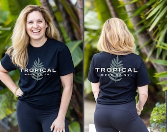 Black Gildan 64000 Tshirt Mockup, Front and Back of Black Shirt Mock Up, Black T Shirt Mockup, Front and Back Gildan Tee Mockup Female Model