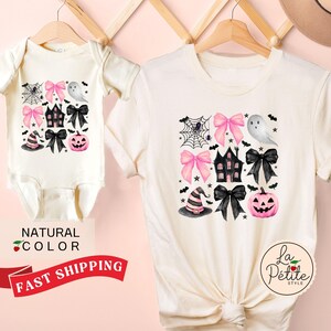 Matching Halloween Outfit Halloween baby shower Halloween Baby Girl Coquette Shirt Pink Halloween Pumpkin Shirt Mom and daughter Halloween
