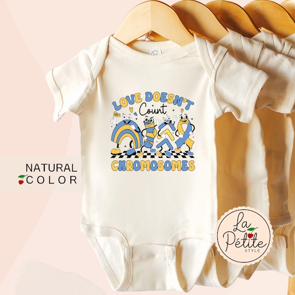 Love Doesn't Count Chromosomes Baby Bodysuit World Down Syndrome Day Retro Down Syndrome Baby Onesie® Retro Down Syndrome Awareness Onesie®
