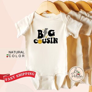 Big Cousin Onesie® Retro Lightning Bolt Checkered Big Cousin Boy Onesie® Gift for Nephew Baby Boy Cousin Bodysuit Big Cousin Boy Onesie®