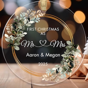 First Christmas Married Ornament Gift for Newlywed Couple Personalized Gift First Christmas As Mr & Mrs Ornament Married Couple Gift Acrylic