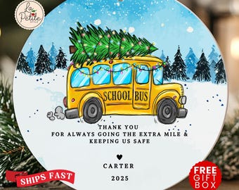 Personalized Bus Driver Gift for School Bus Driver Christmas Ornament for Bus Driver Customized Appreciation Gifts Thank you Gift Bus Driver