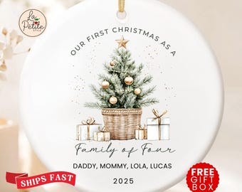 Family of Four Christmas Names Ornament Custom Family of Four Ornament Personalized Family Ornament Christmas Family of 4 Christmas Keepsake