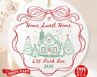 Custom Home Sweet Home Ornament Personalized New Home Christmas Ornament Our New Home Housewarming Gift for Couple Client Realtor Ornament