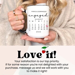 Custom Engaged Mug Personalized Engagement Coffee Cup Engaged Couple Gift for Couple Engagement Calendar Mug Engagement Anniversary Gift image 7