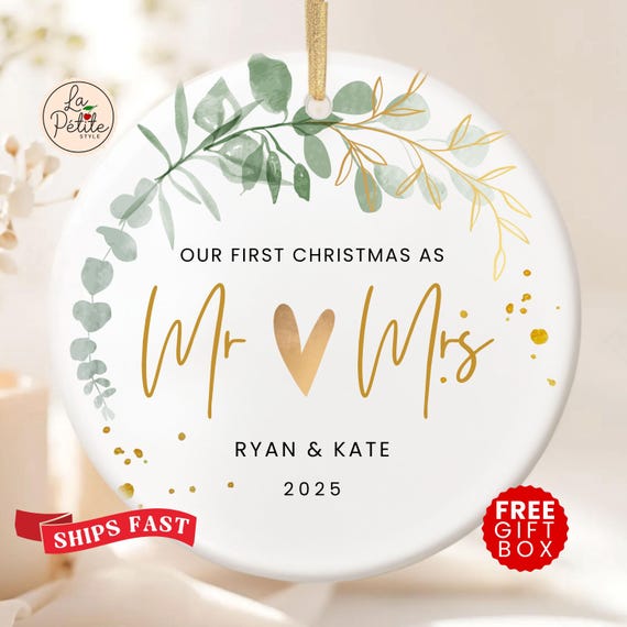 Our First Christmas Married Ornament 1st Married Christmas Ornament Personalized Ornament Christmas Wedding Ornament Wedding Gift for Couple