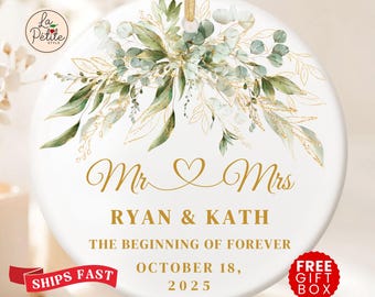 Wedding Mr and Mrs Ornament Wedding Gift Newlywed Ornament Personalized Gift for Newlywed Couple Our First Christmas Married Couple Gift