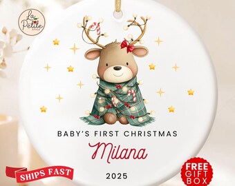 Baby Girl's First Christmas Ornament Personalized First Christmas Baby Girl Ornament Custom Baby Girl Name Christmas Ornament Gift For Baby