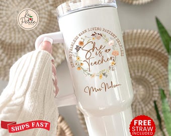 Custom Teacher Tumbler Personalized Teacher Tumbler 40 oz  Floral Tumbler Gifts for Teacher Appreciation Gift for Teacher Travel Mug Tumbler