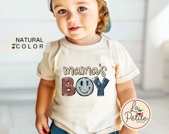 Mama's Boy Smiley Face Shirt Kids Boho Mama’s Boy Tshirt Smiley Face Retro Kids Boy Shirt Mommy's Little Boy Smiley Face Shirt Cute Boys Tee