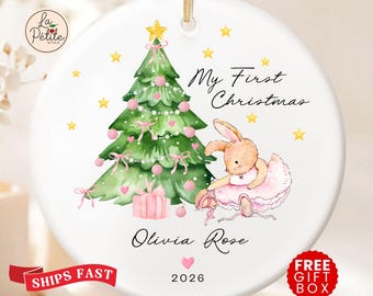 Adorno navideño para niña, Primera Navidad para niña, Adorno personalizado para la primera Navidad de niña, Mi primera Navidad 2026