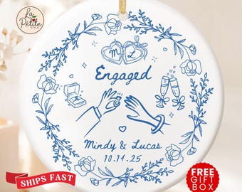Custom Engagement Ornament Personalized Engaged Ornament Gift for Engaged Couple Engagement Gift Engagement Romantic Whimsical Gift Keepsake