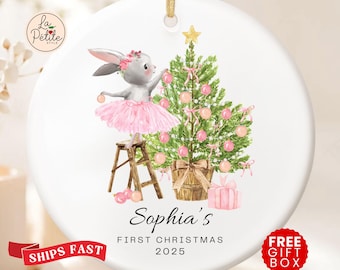 Baby's First Christmas Ornament Bunny Ornament Personalized First Christmas Baby Girl Ornament Custom Baby Girl Name Christmas Ornament Gift
