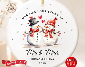 Personalized First Christmas Married Ornament Gift for Newlywed Couple Custom Gift First Christmas As Mr & Mrs Ornament Gift for New Couple