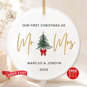 Our First Christmas Married Ornament 1st Married Christmas Ornament Personalized Ornament Christmas Wedding Ornament Wedding Gift for Couple Christmas Tree