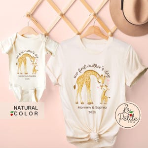 Our First Mother's Day Together Shirt Mommy and Me Matching Set Mama and Mini Matching Giraffe Shirt First Mother’s Day Custom Name Onesie