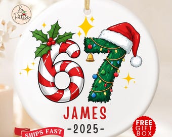 Personalized Six Seven Christmas Ornament, Funny Kids Gift